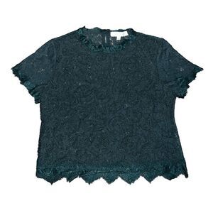 ADIVA Emerald Green Lace See Through Blouse Size L